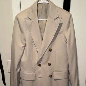 H&M Beige Double-Breasted Trench Coat for Men
